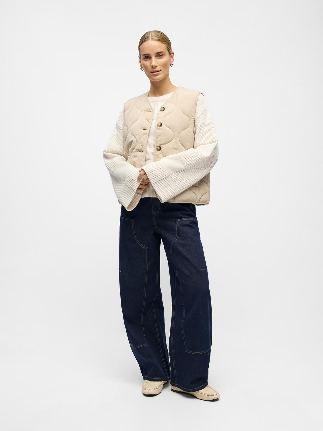 Objallie Lo Quilt Waistcoat E Aw Fair 25 Beige