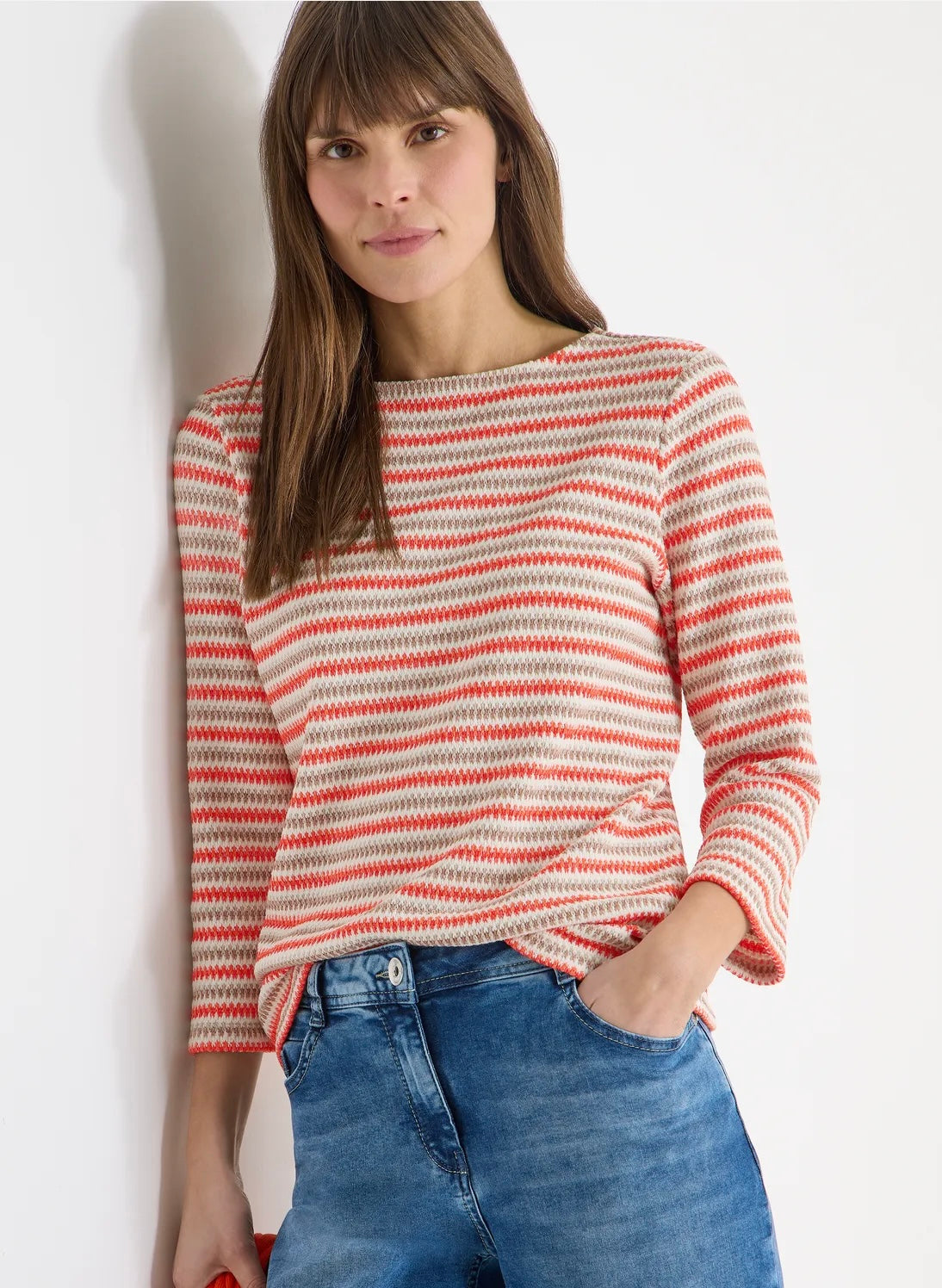 MULTI STRIPE KNIT T-SHIRT Rød