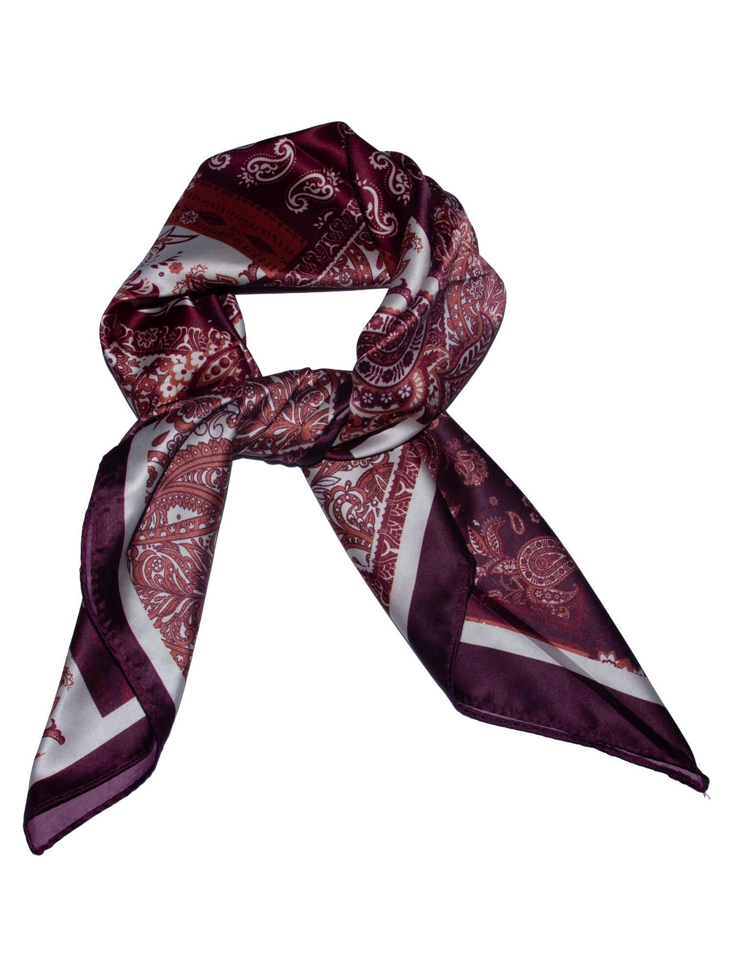 Skjerf paisley 70x70 Vinrød