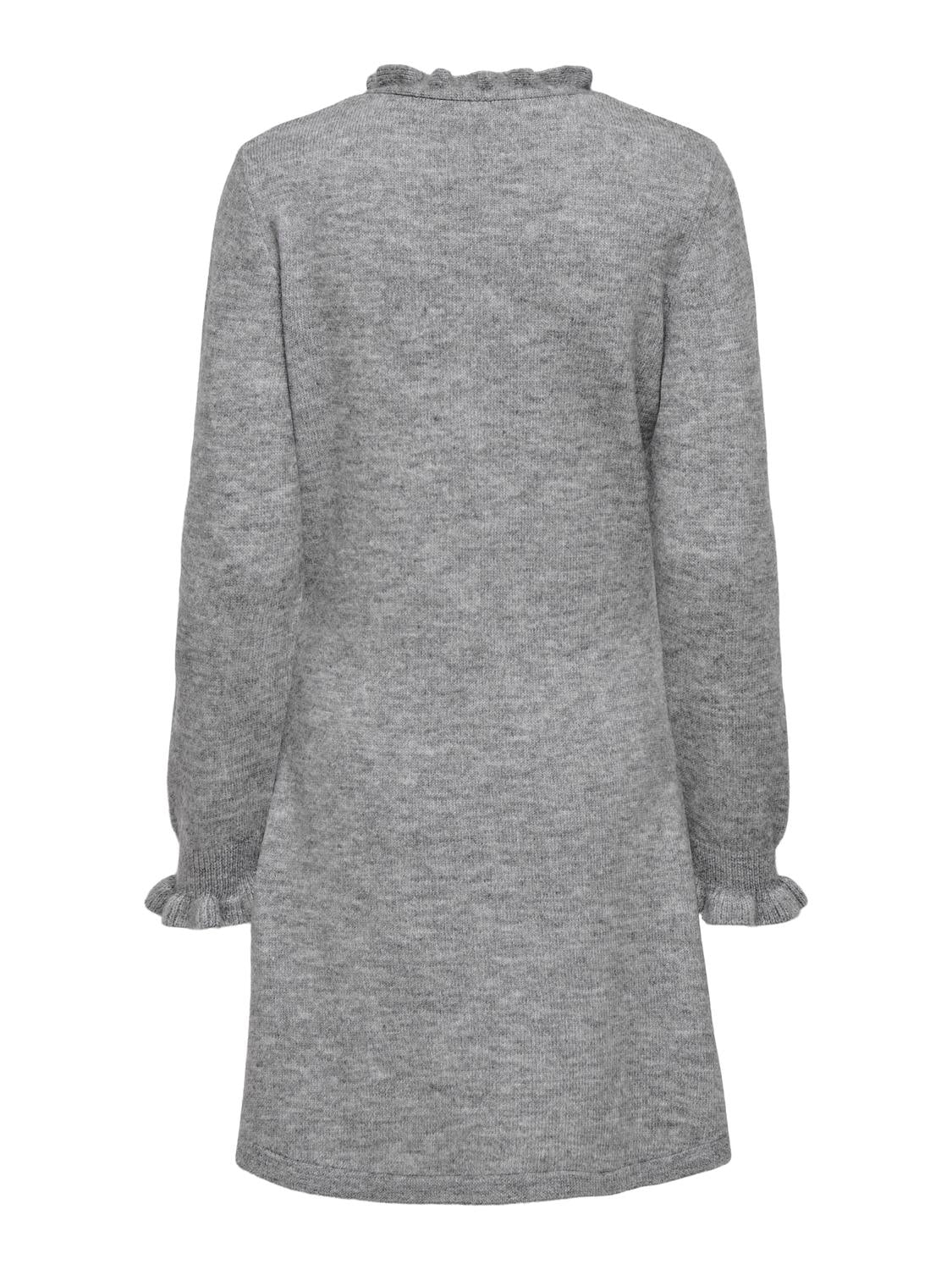 Jdyletty L/s V-Neck Frill Dress Knt Lysegrå