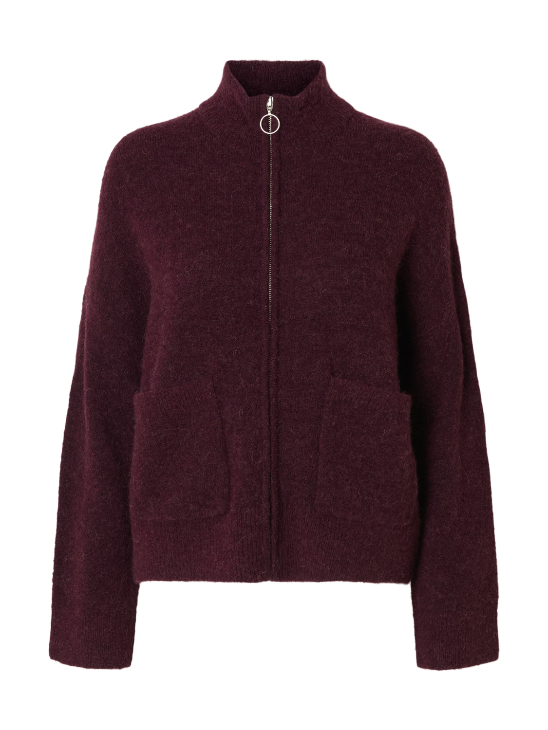 Slfsia Ras Ls Knit Zipper Cardigan Noos Mørkelilla