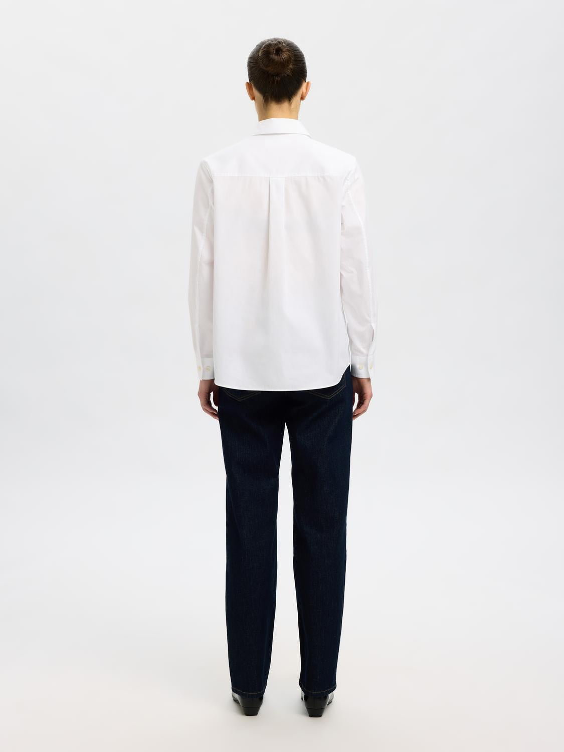 Slfester Ls Relaxed Shirt Noos Hvit