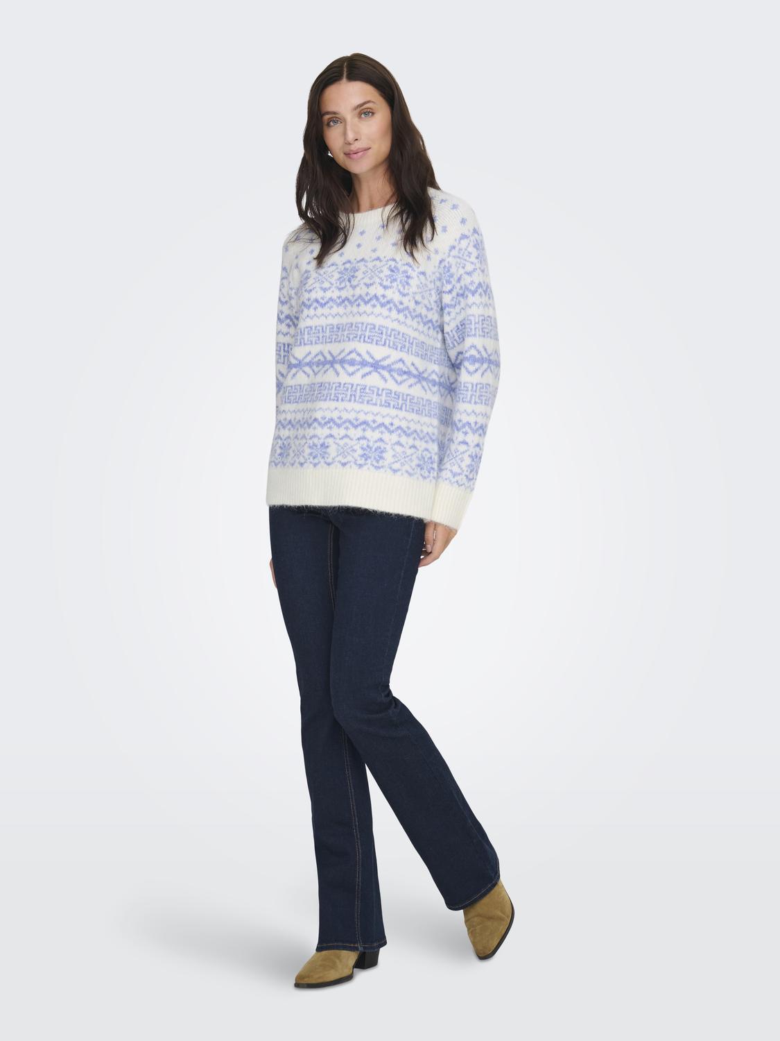 Onlxmas Nordic Ls O-Neck Knt Hvit