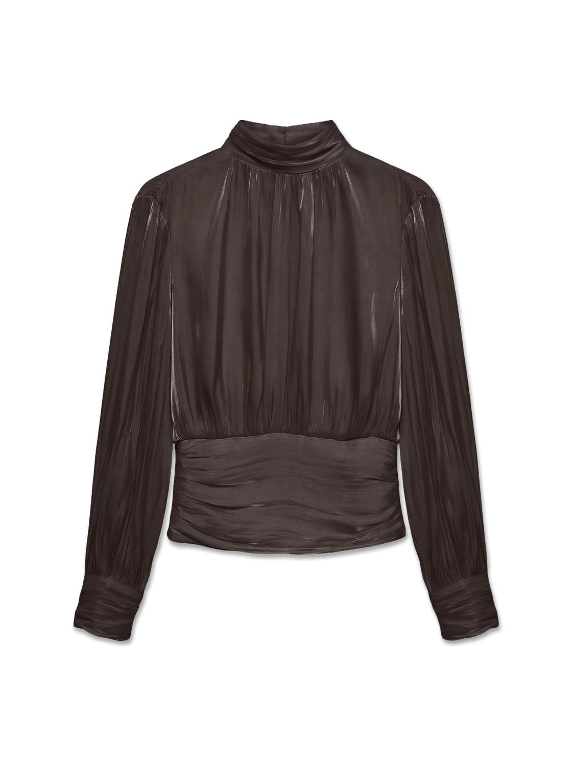Vmpolly Ls High Neck Top Wvn Brun