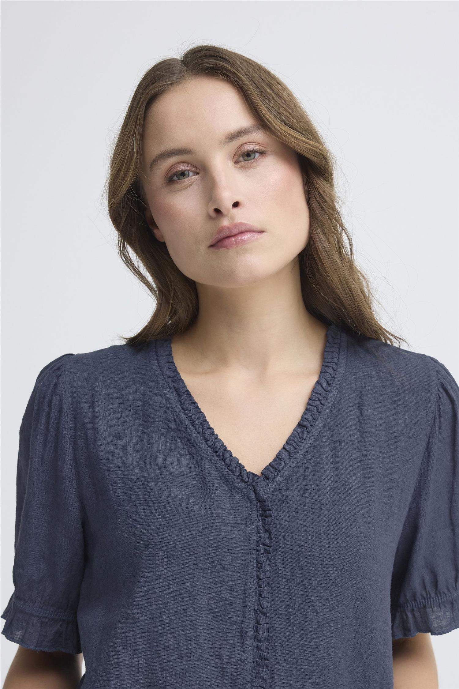 Sbfontanelle Ss Flounce Blouse Marine