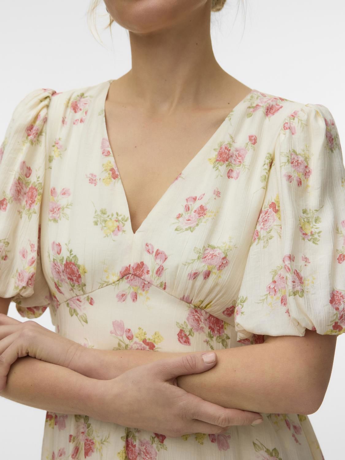 Vmbella 2/4 V-Neck Short Dress Wvn Grå