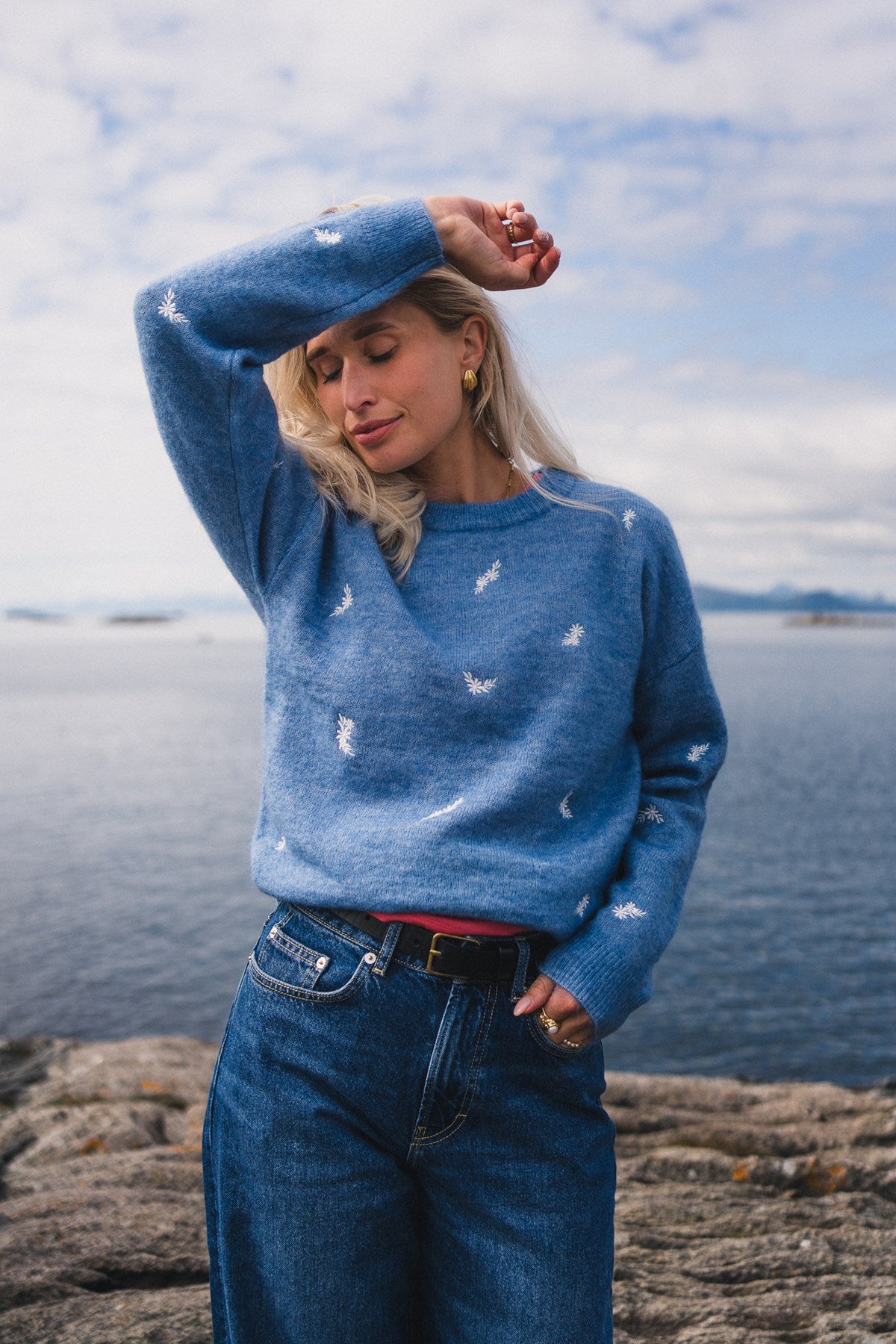 Rausamalie Pullover Emb Blå