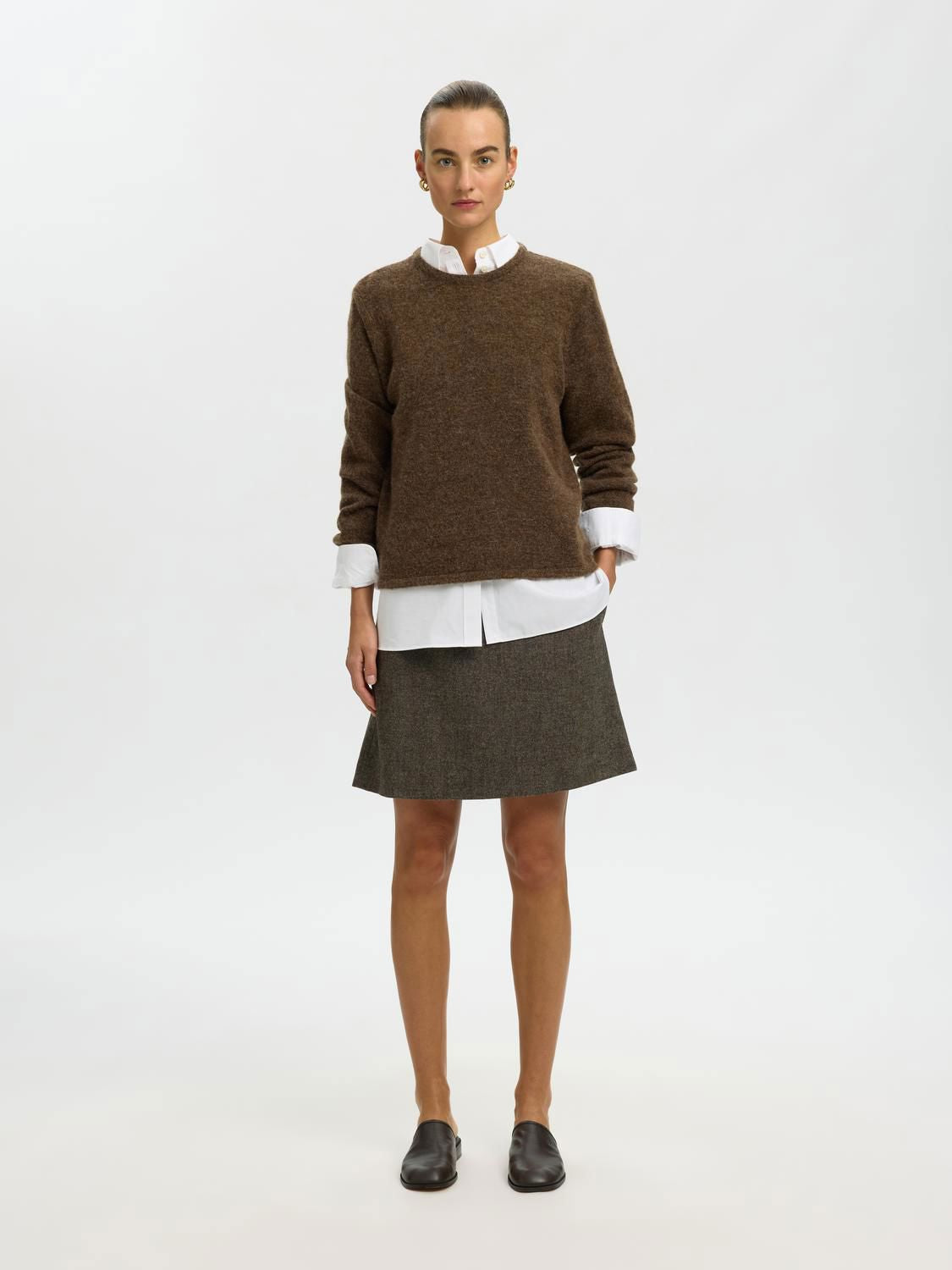 Slwlulu New Ls Knit O-Neck Noos Brun