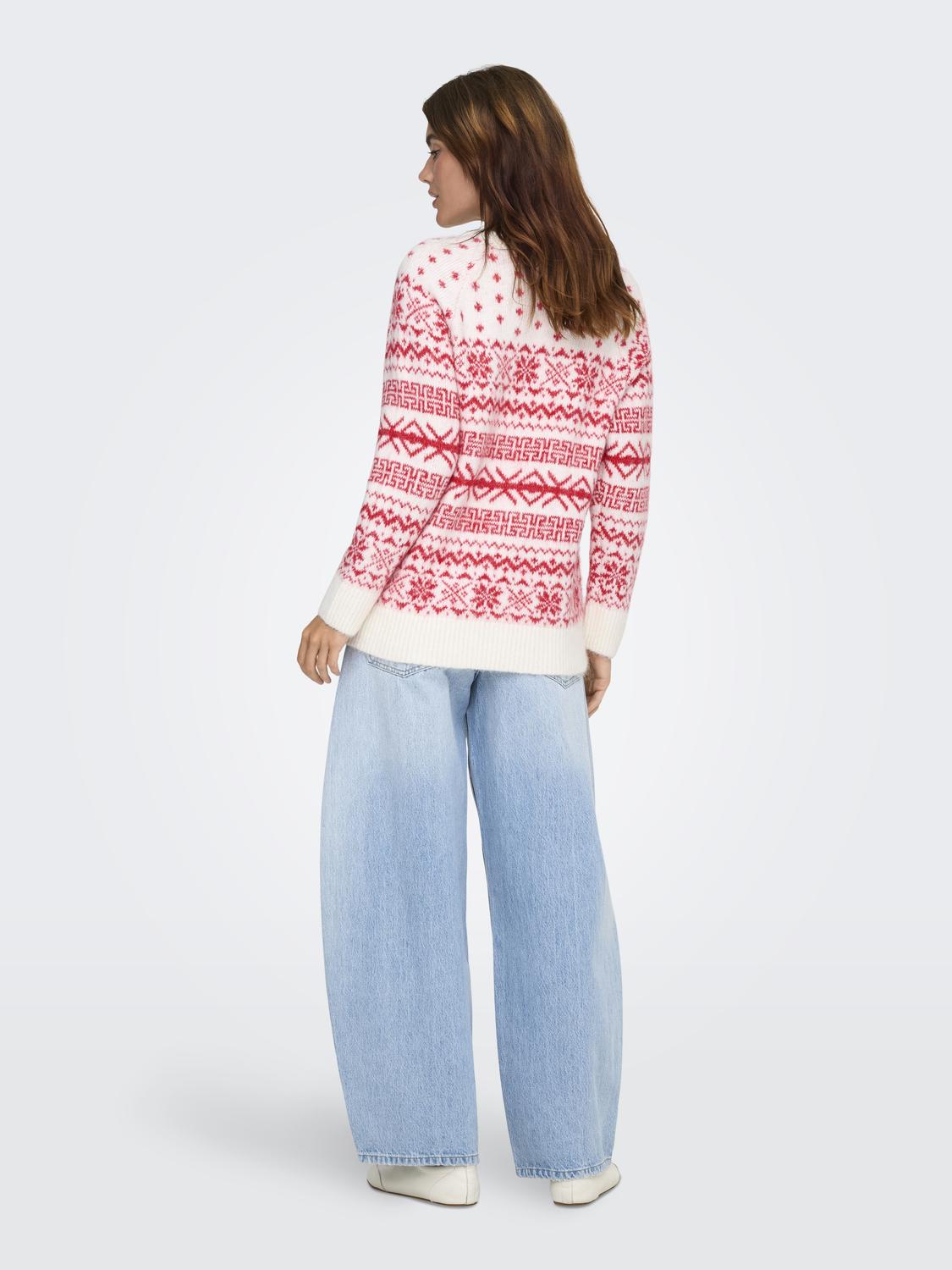 Onlxmas Nordic Ls O-Neck Knt Hvit