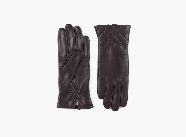 MANZINI Mina Leather Gloves Brun