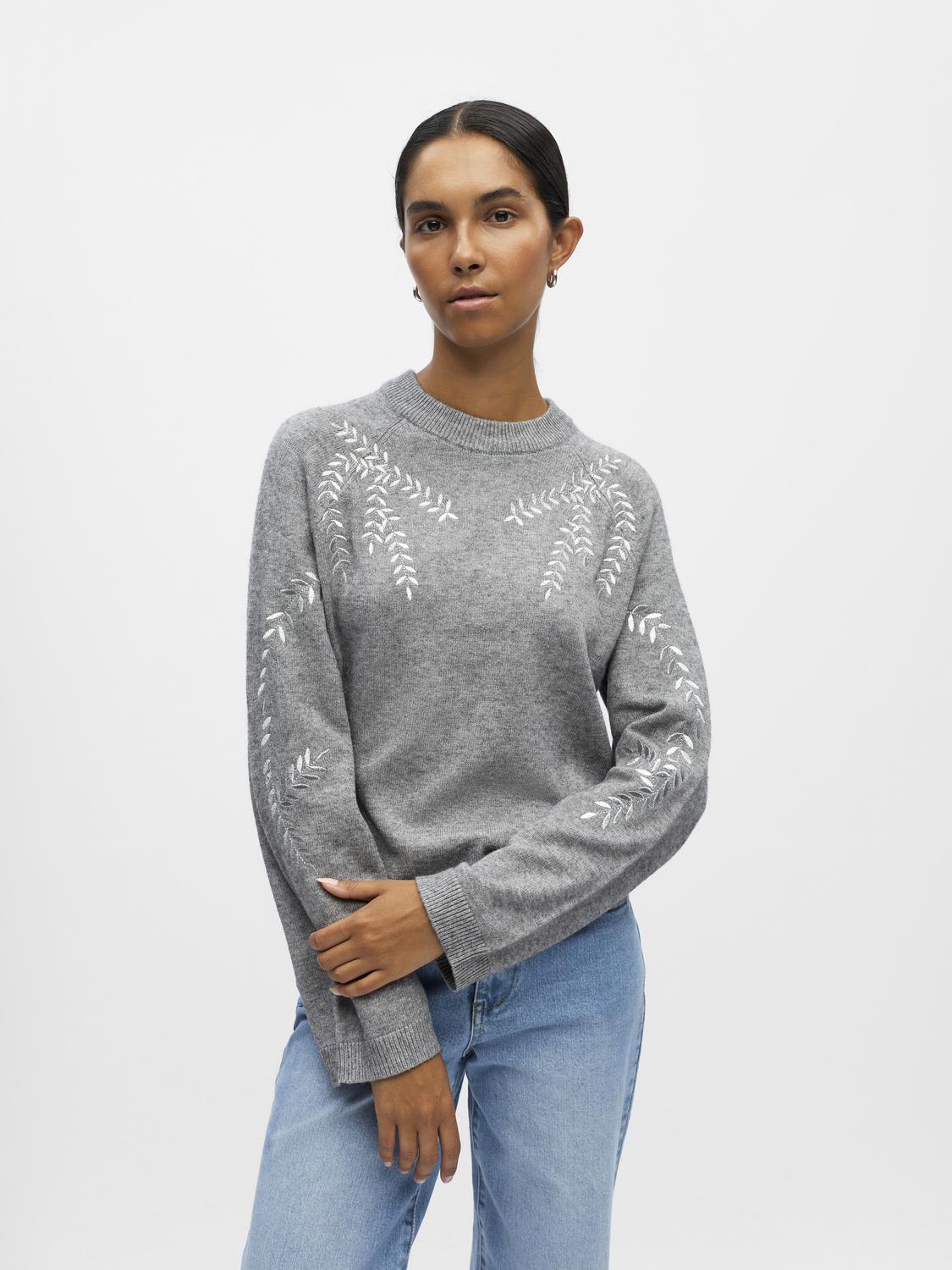 Objlaney Rubin Ls Pullover Noos Mellomgrå