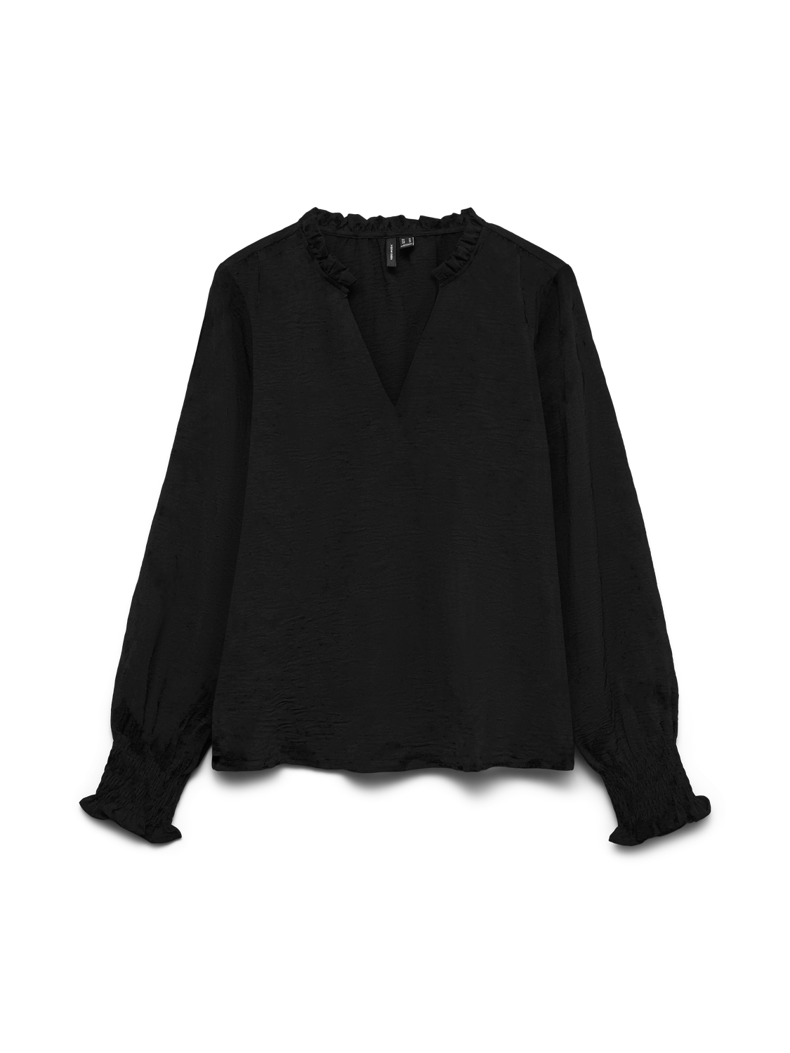 Vmcarla Foil L/s V-Neck Top Wvn Ga Sort