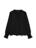 Vmcarla Foil L/s V-Neck Top Wvn Ga Sort