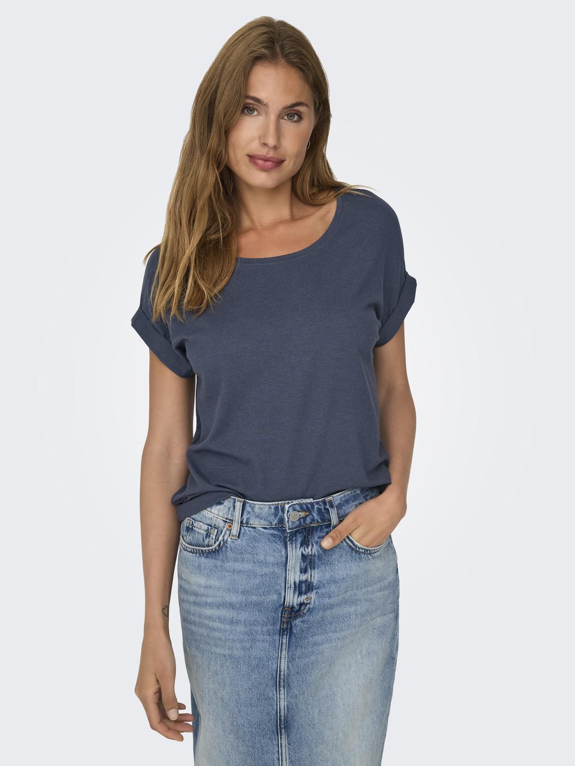 ONLMOSTER S/S O-NECK TOP NOOS JRS Mellomblå