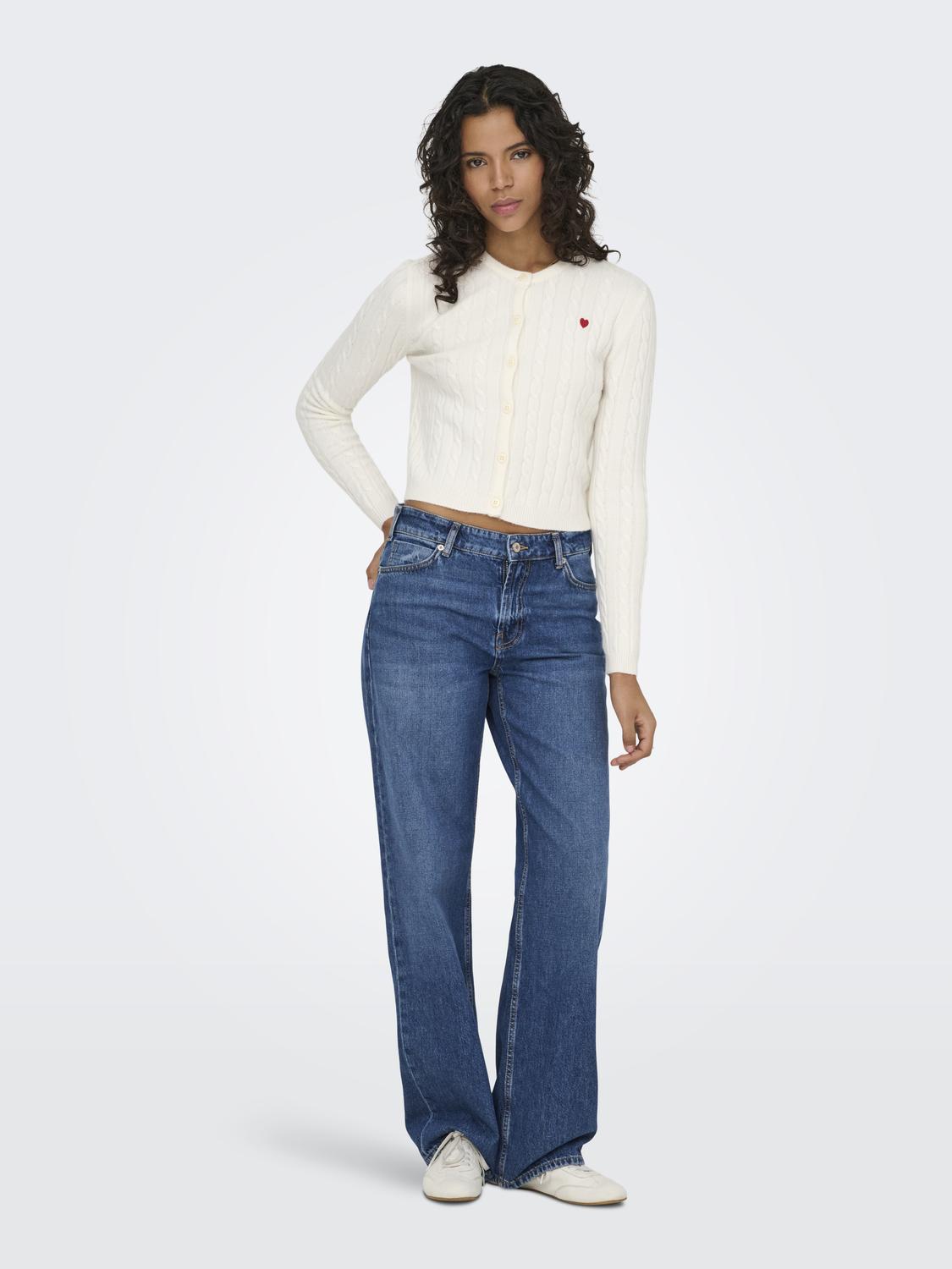 Onlkatia Ls Cable Button Cardigan Cc Knt Hvit