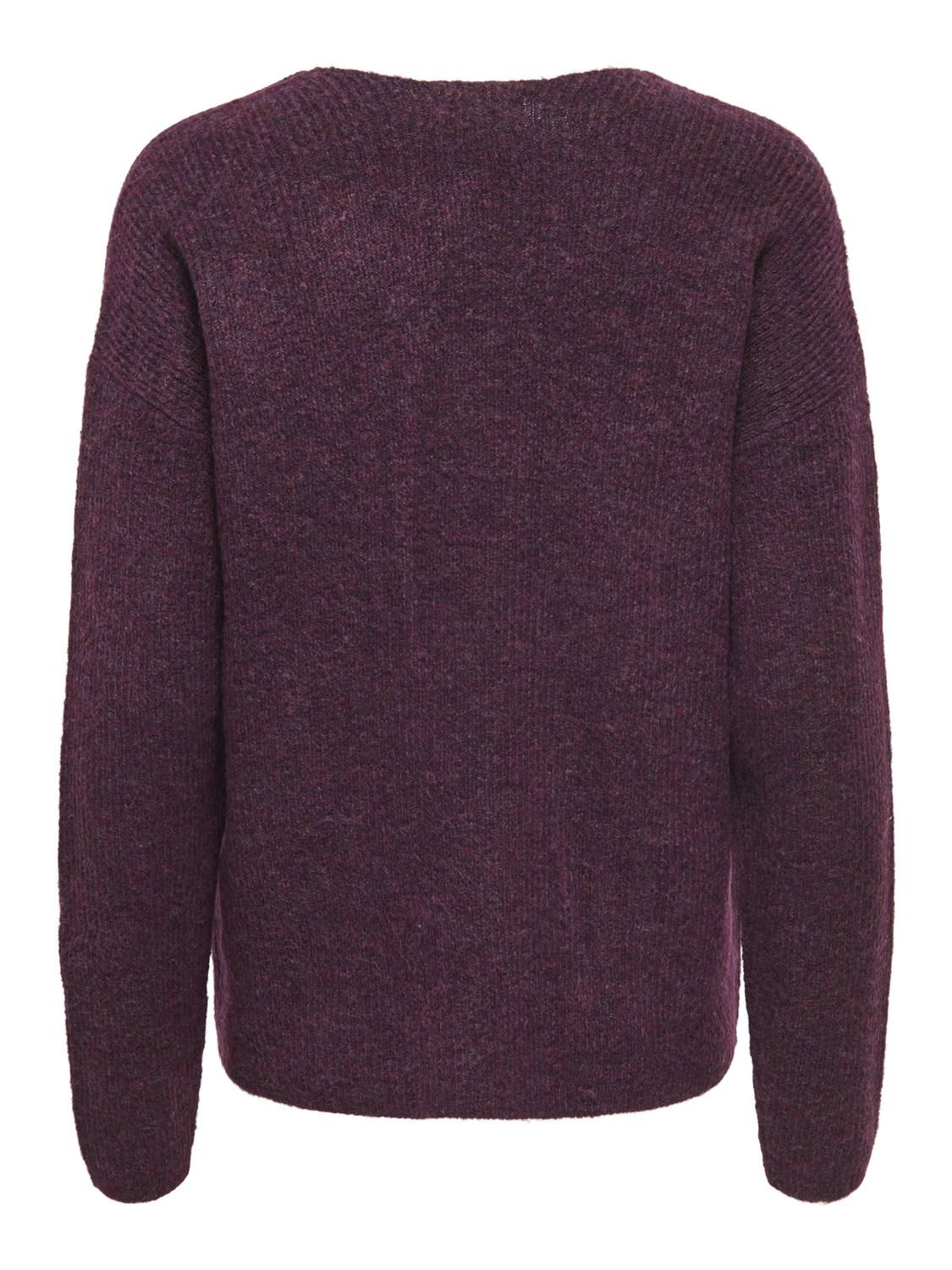 Onlcamilla V-Neck L/s Pullover Knt Noos Burgunder