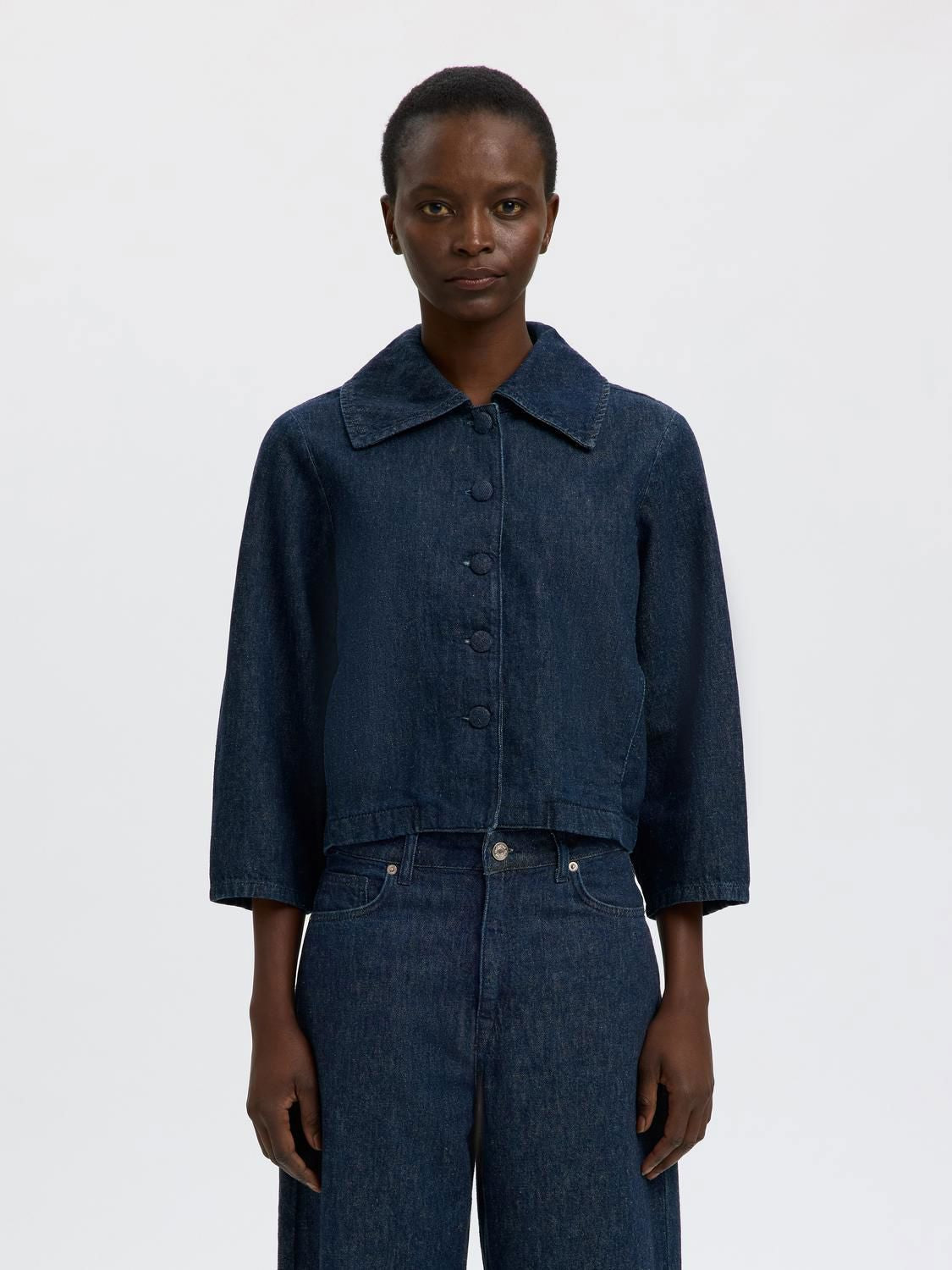 Slfrelaxed Hanny 3/4 Denim Jacket Blå