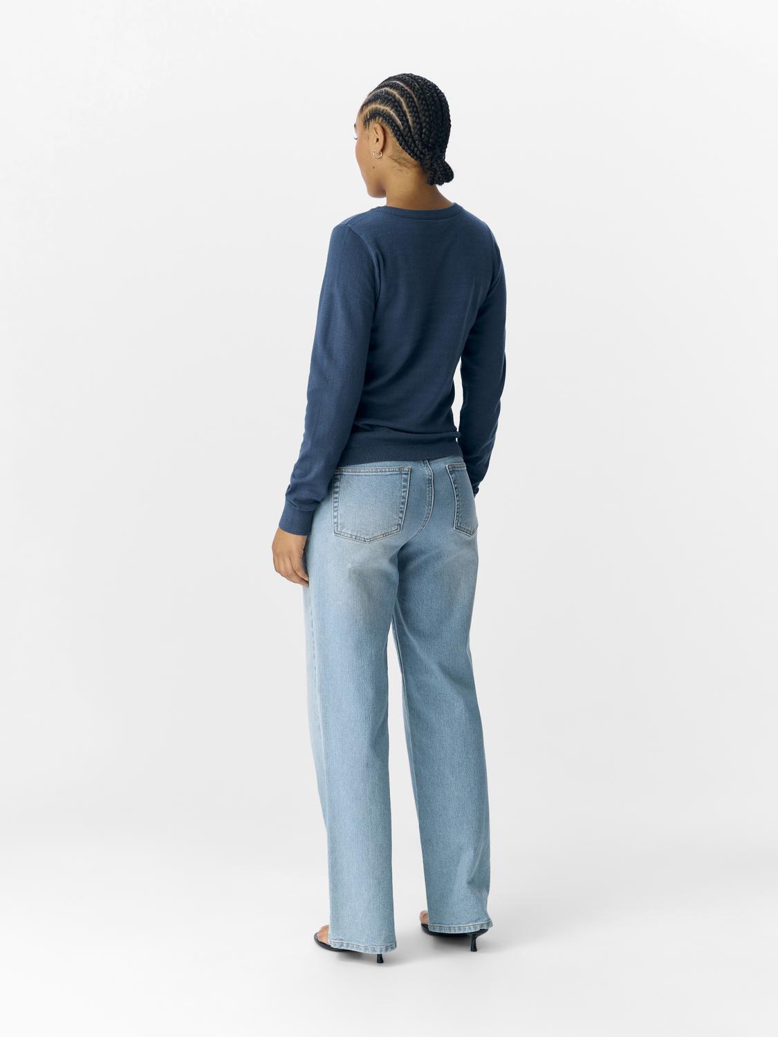 Objthess L/s O-Neck Knit Pullover Noos Mørkeblå