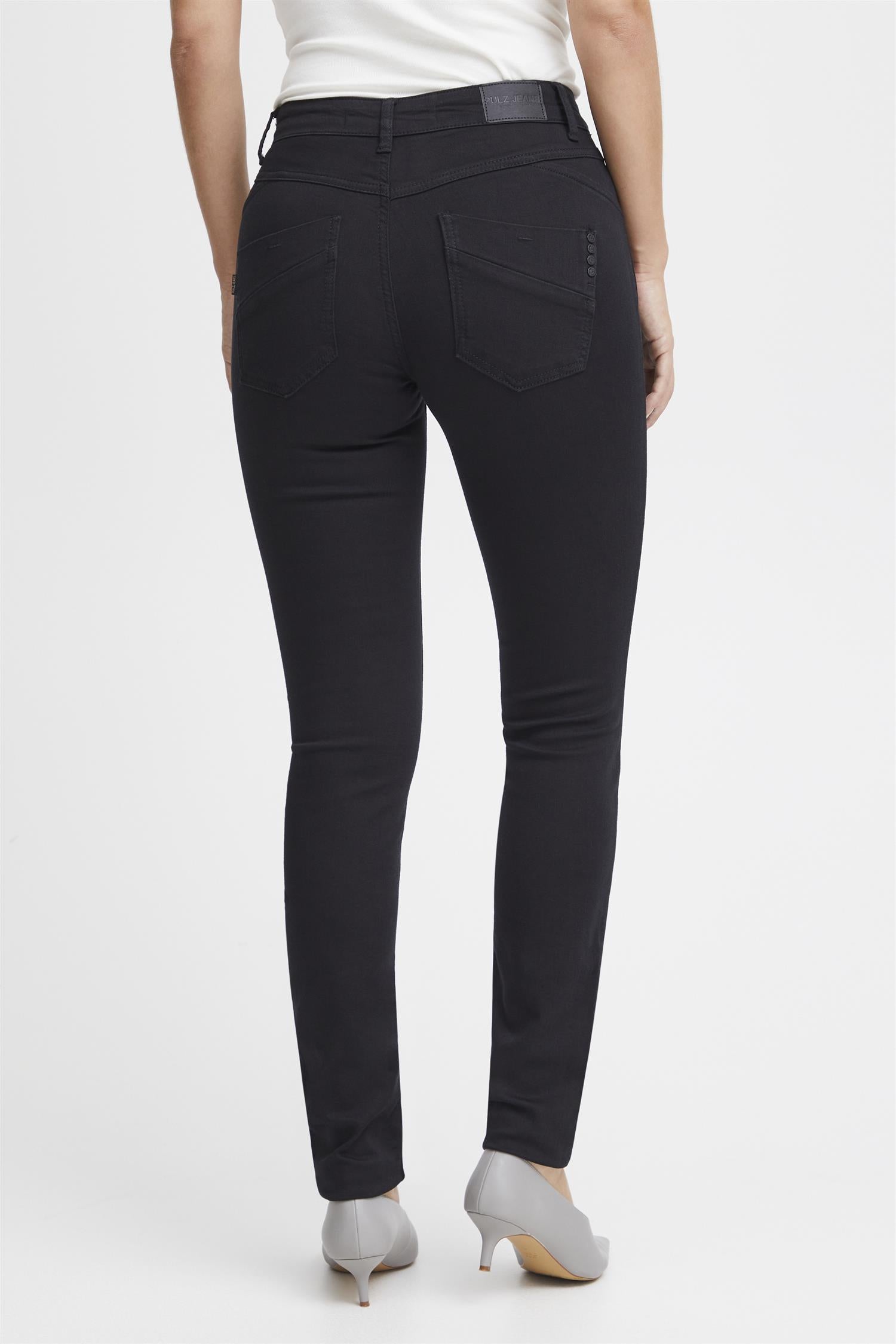 Pzcarmen Hw Jeans Skinny Leg Black Denim