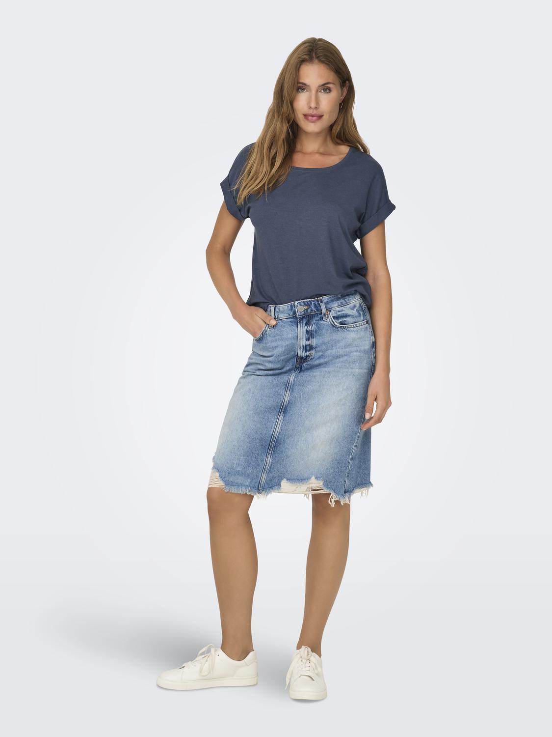 ONLMOSTER S/S O-NECK TOP NOOS JRS Mellomblå