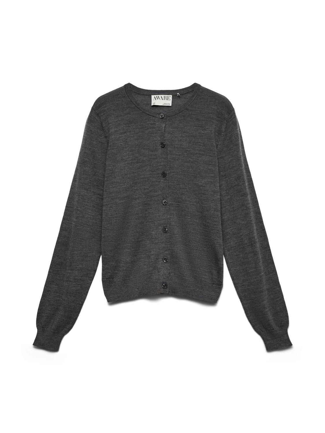 Awcara Ls O-Neck Wool Cardigan Noos Grå