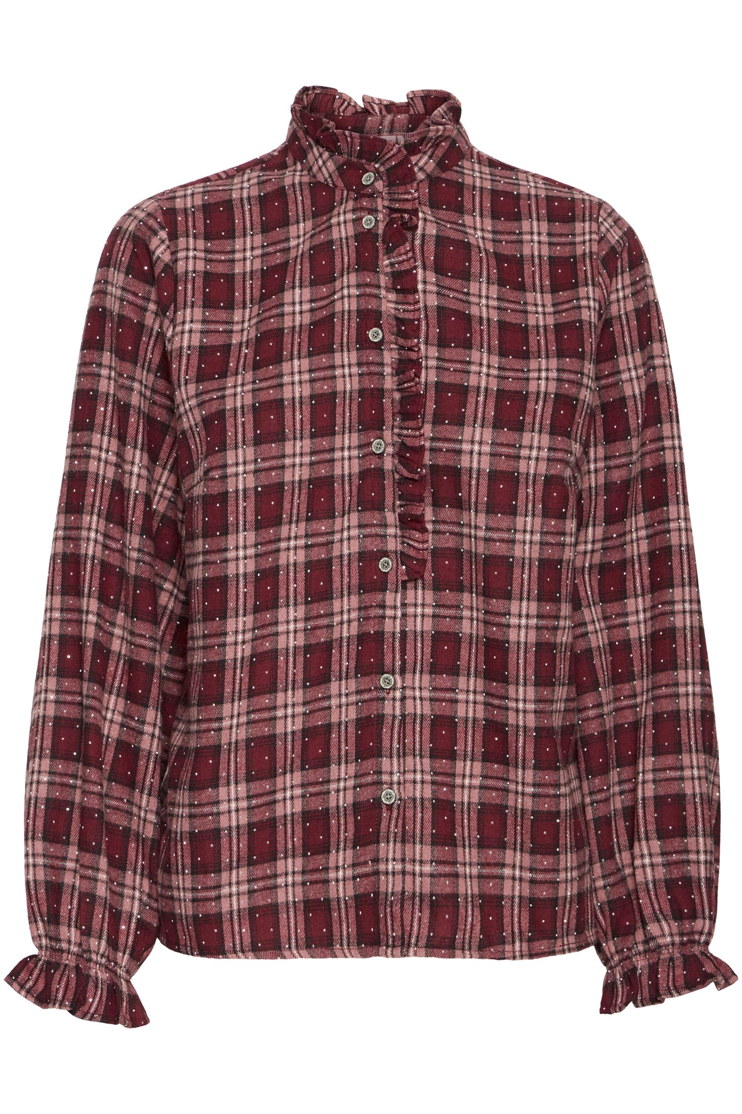 Pzkatelyn Ls Frill Shirt Red Rose Check