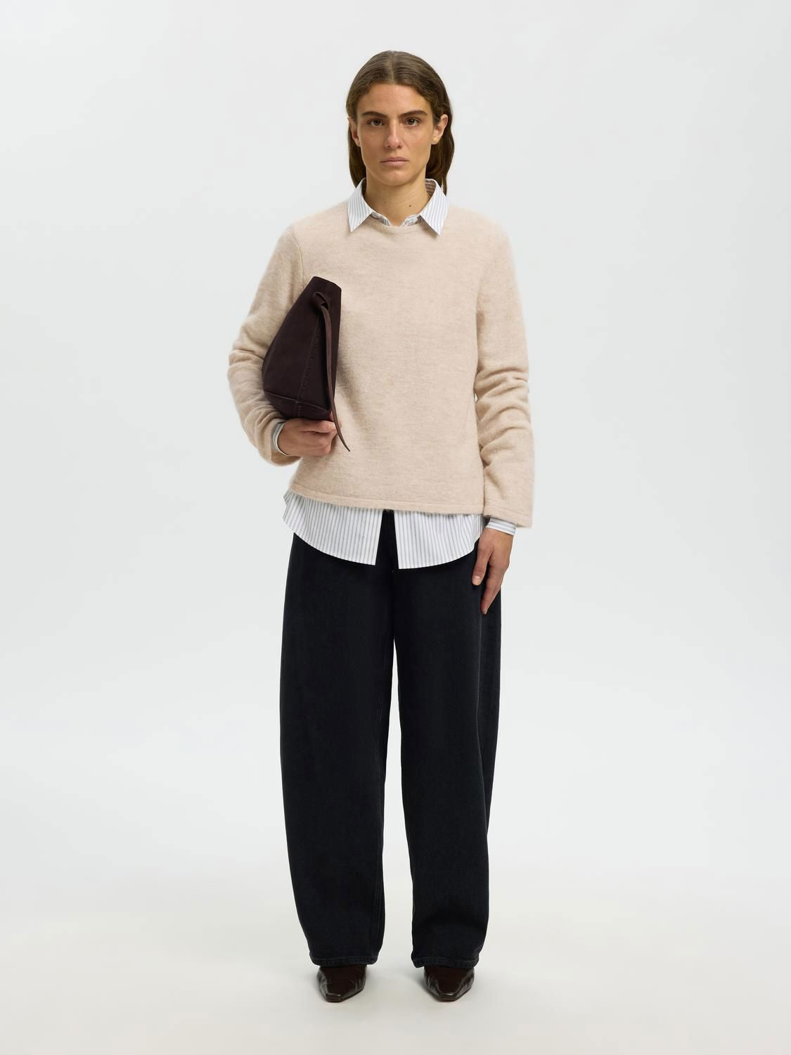 Slwlulu New Ls Knit O-Neck Noos Beige