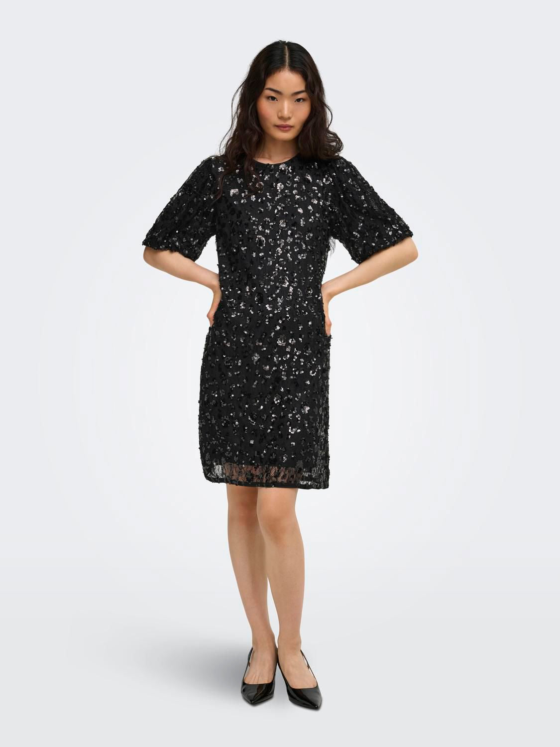Onlcely S/s Sequins Short Dress Wvn Sort
