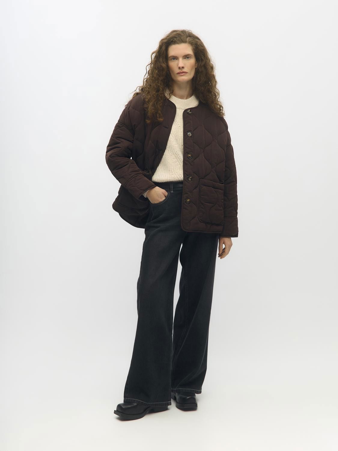 Objallie Ls Lo Quilted Jacket Noos Brun