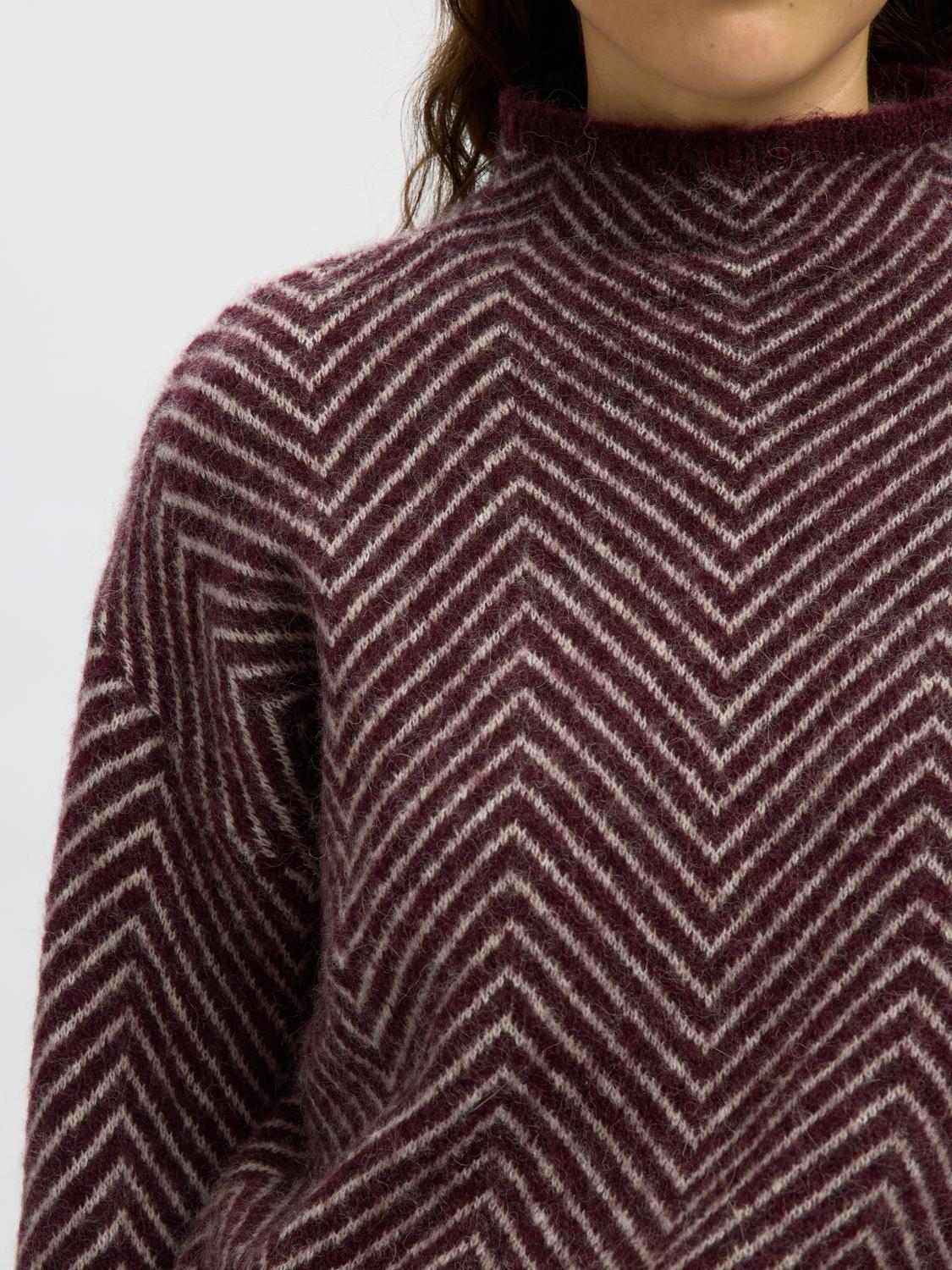 Slflulu Ls Herringbone Knit High Neck Mørkelilla
