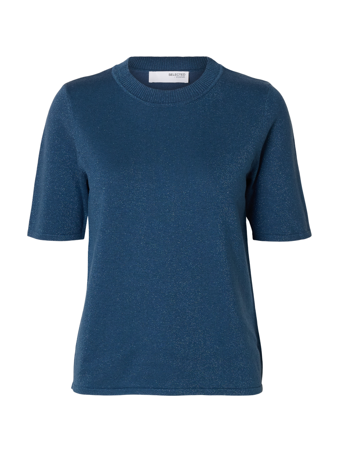 Slflura 2/4 Knit O-Neck Blå