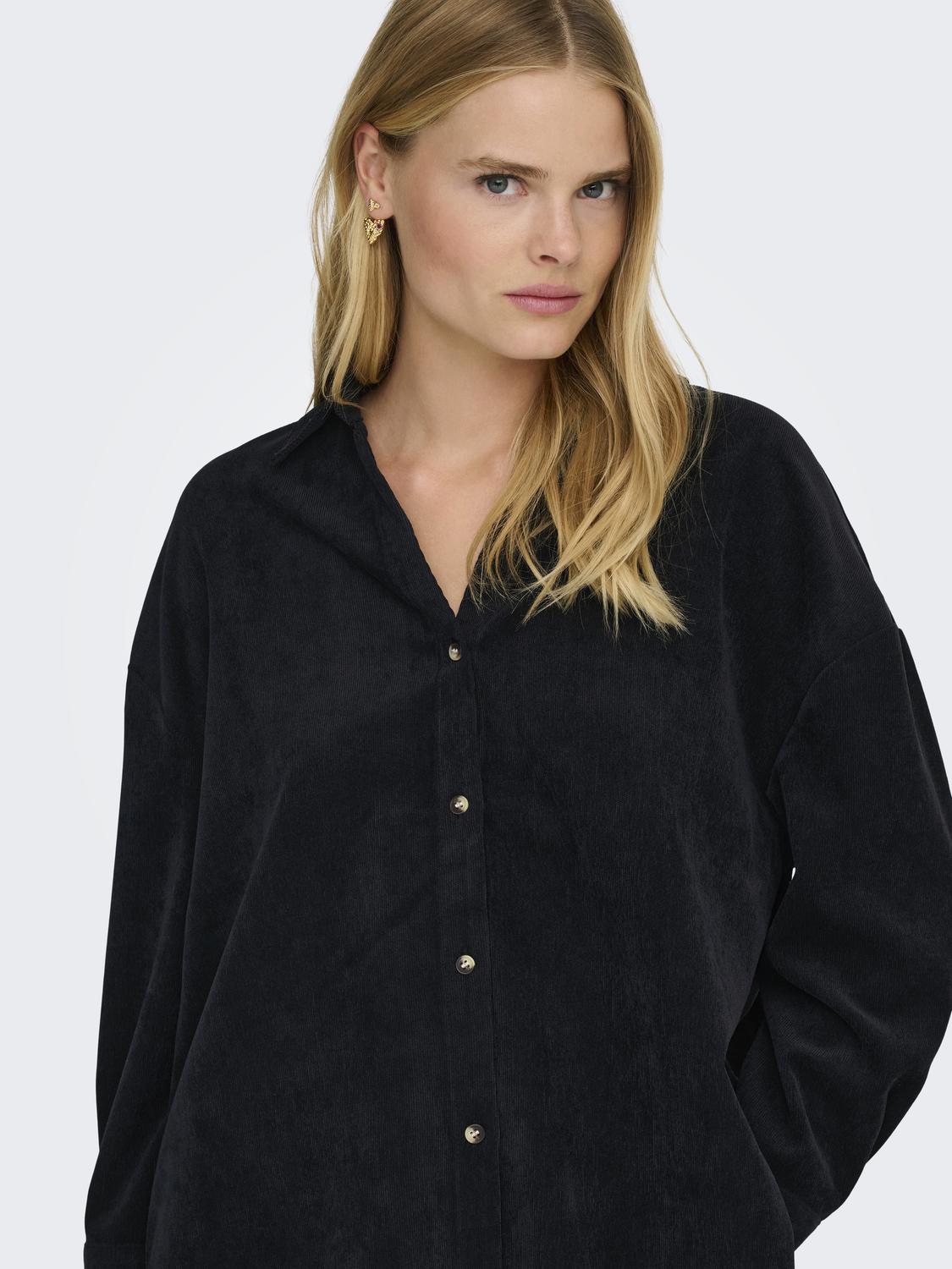Onlmarike Life L/s Cord Loose Shirt Pnt Sort