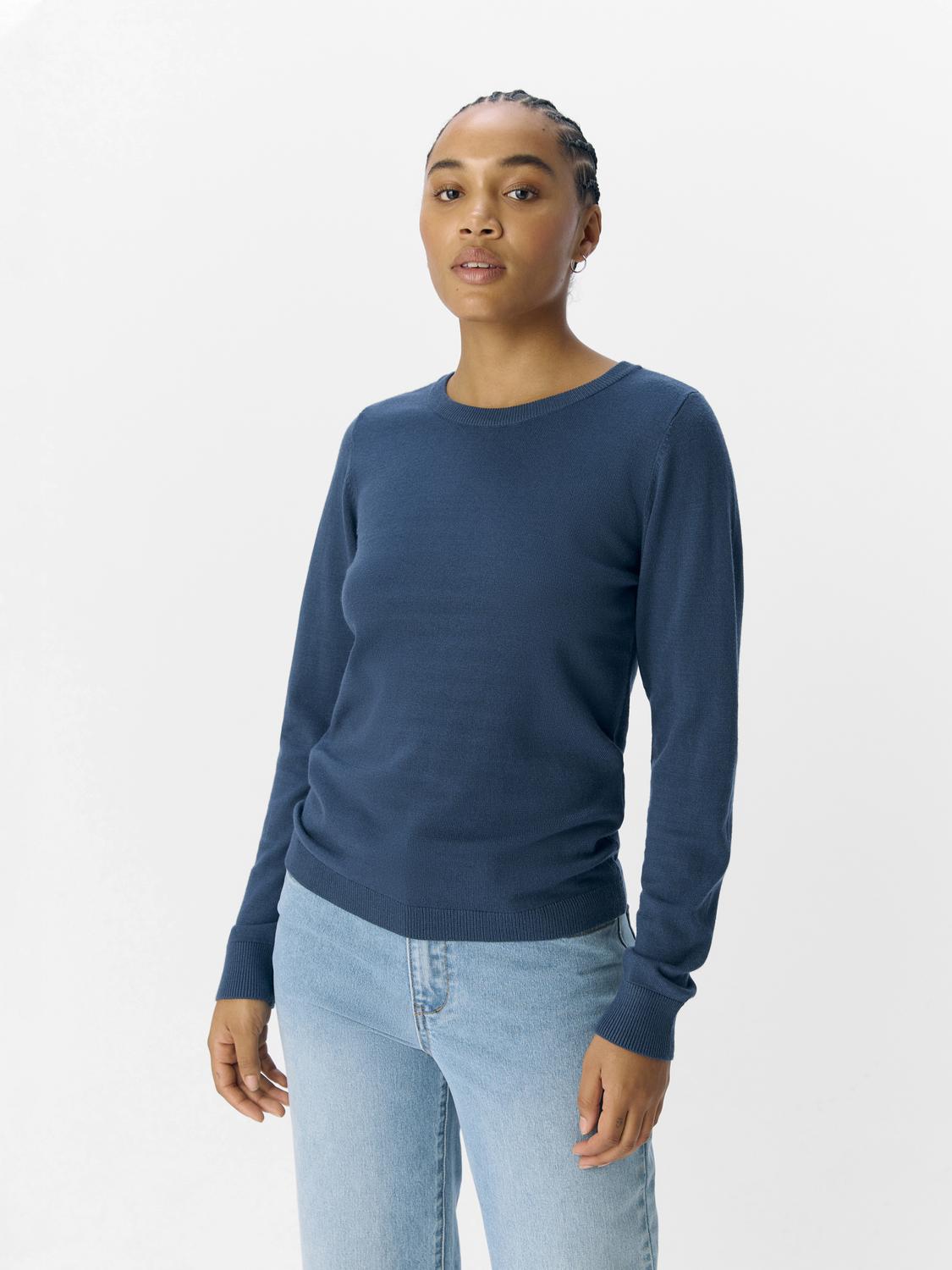 Objthess L/s O-Neck Knit Pullover Noos Mørkeblå