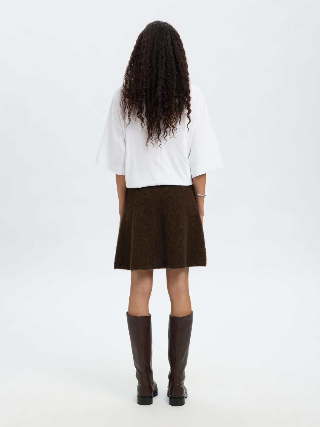 Slflulu Brushed Hw Knit Skirt Brun