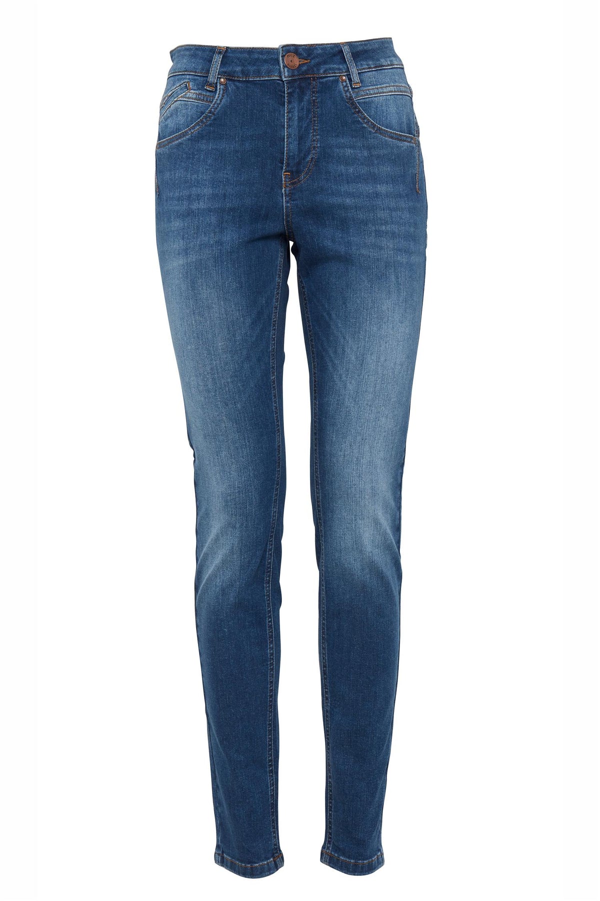 Pzcarmen Hw Jeans Skinny Leg Medium Blue Denim