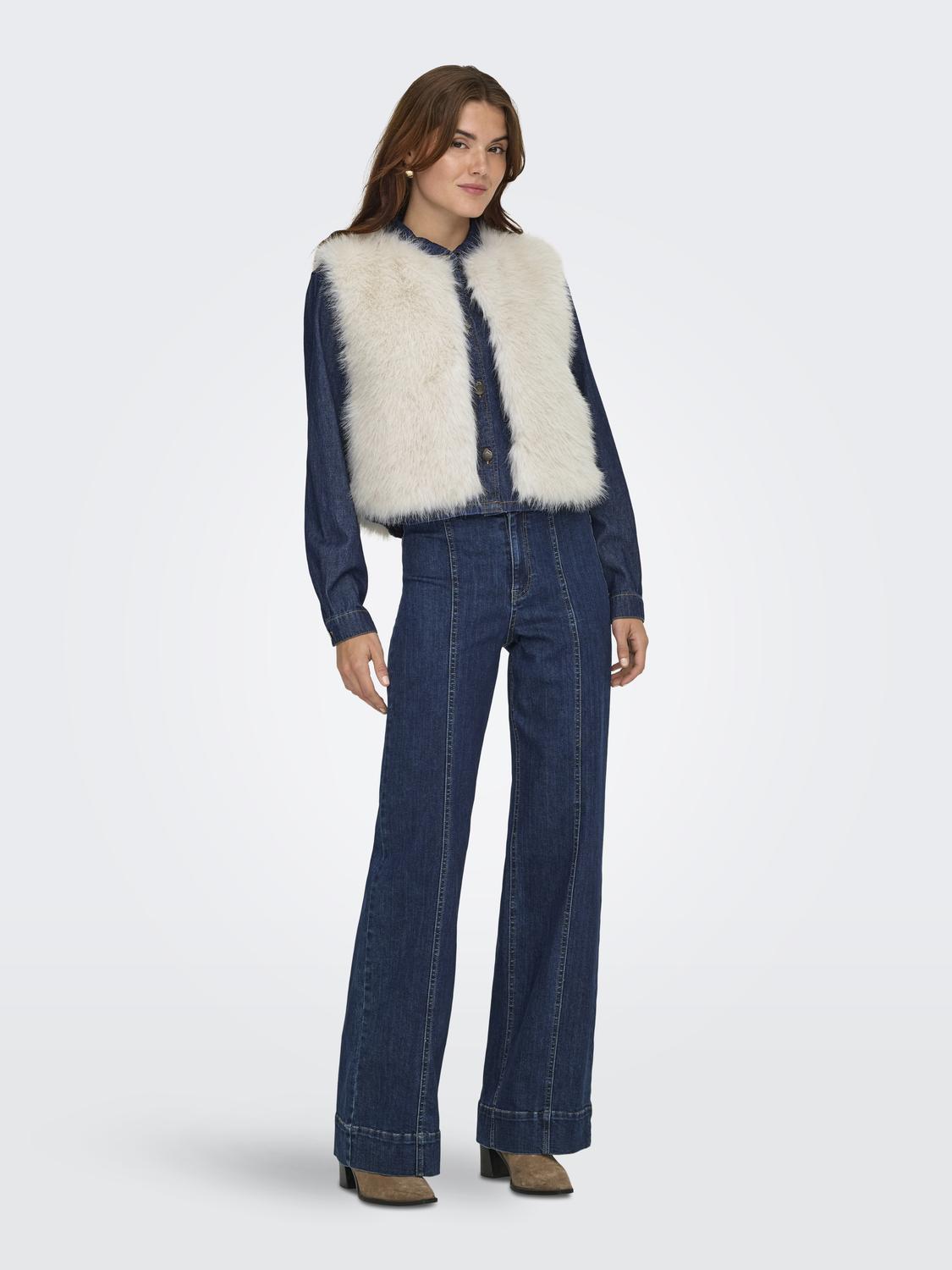 Jdyora Faux Fur Waistcoat Otw Sie Lysegrå