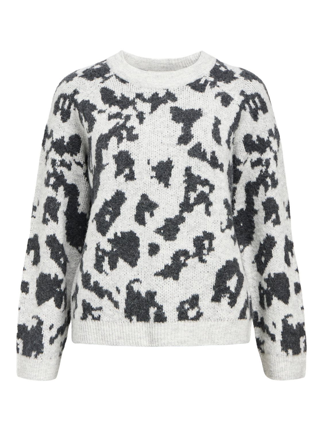 Objdiana Ls Re O-Neck Knit Noos Lysegrå