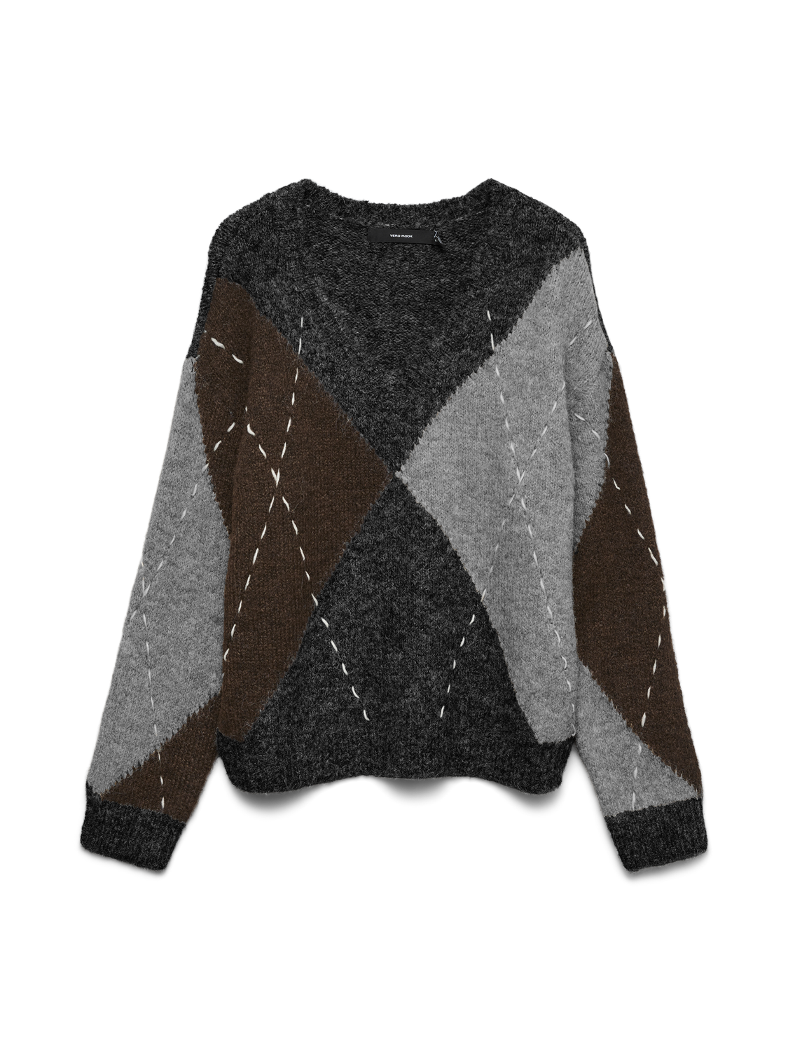 Vmbliss Ls V-Neck Handstitch Pullover Ga Svart