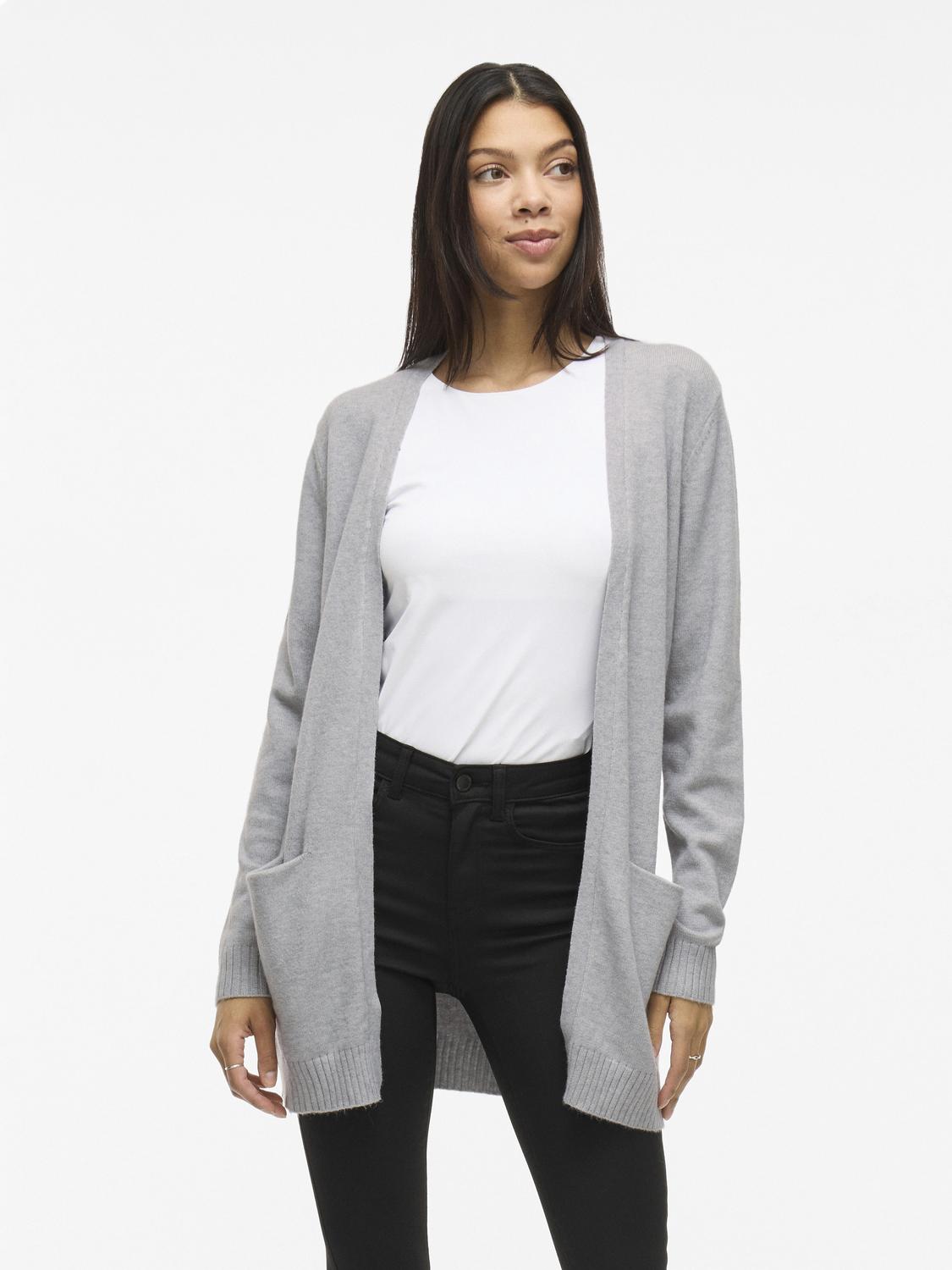 Viril Open L/s Knit Cardigan - Noos Lysegrå
