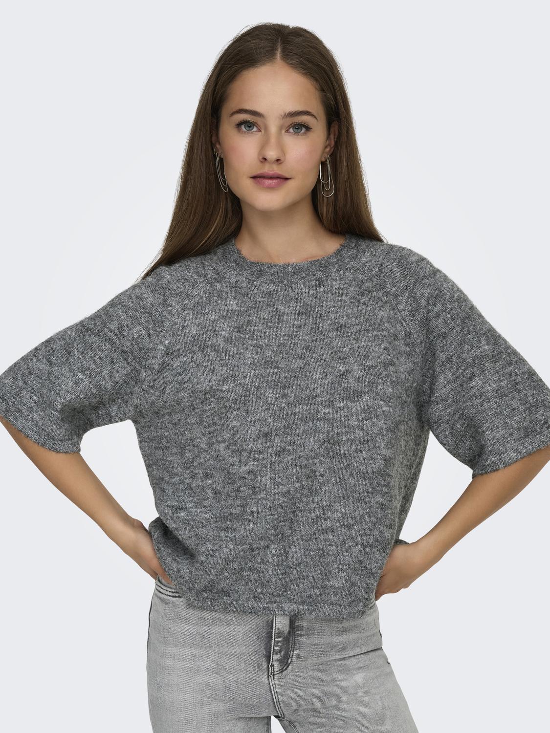 Onlazu 2/4 Raglan O-Neck Knt Grå