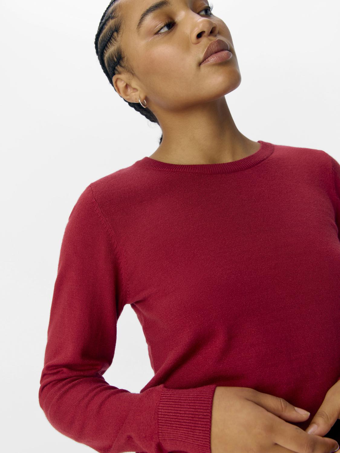 Objthess L/s O-Neck Knit Pullover Noos Mørkerød