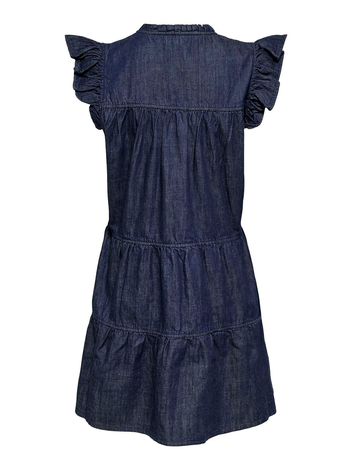 Onlshania S/l Frill Short Dnm Dress Noos Blå