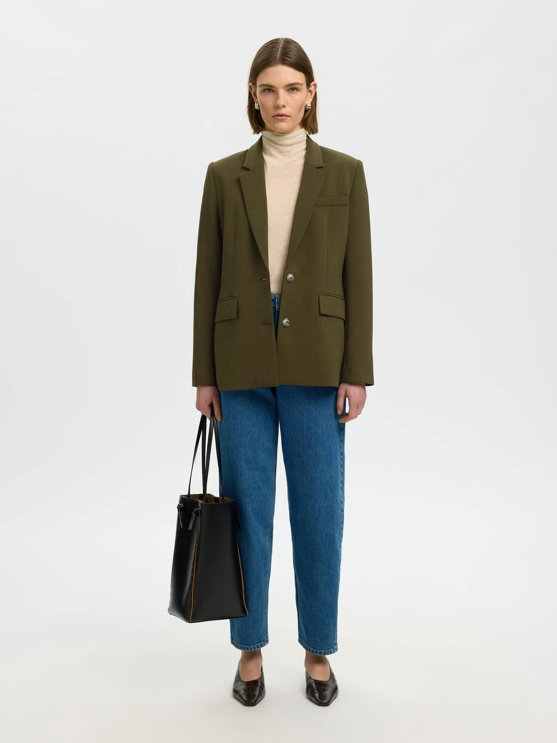 Slwrita Ls Classic Blazer Mel Noos Grønn