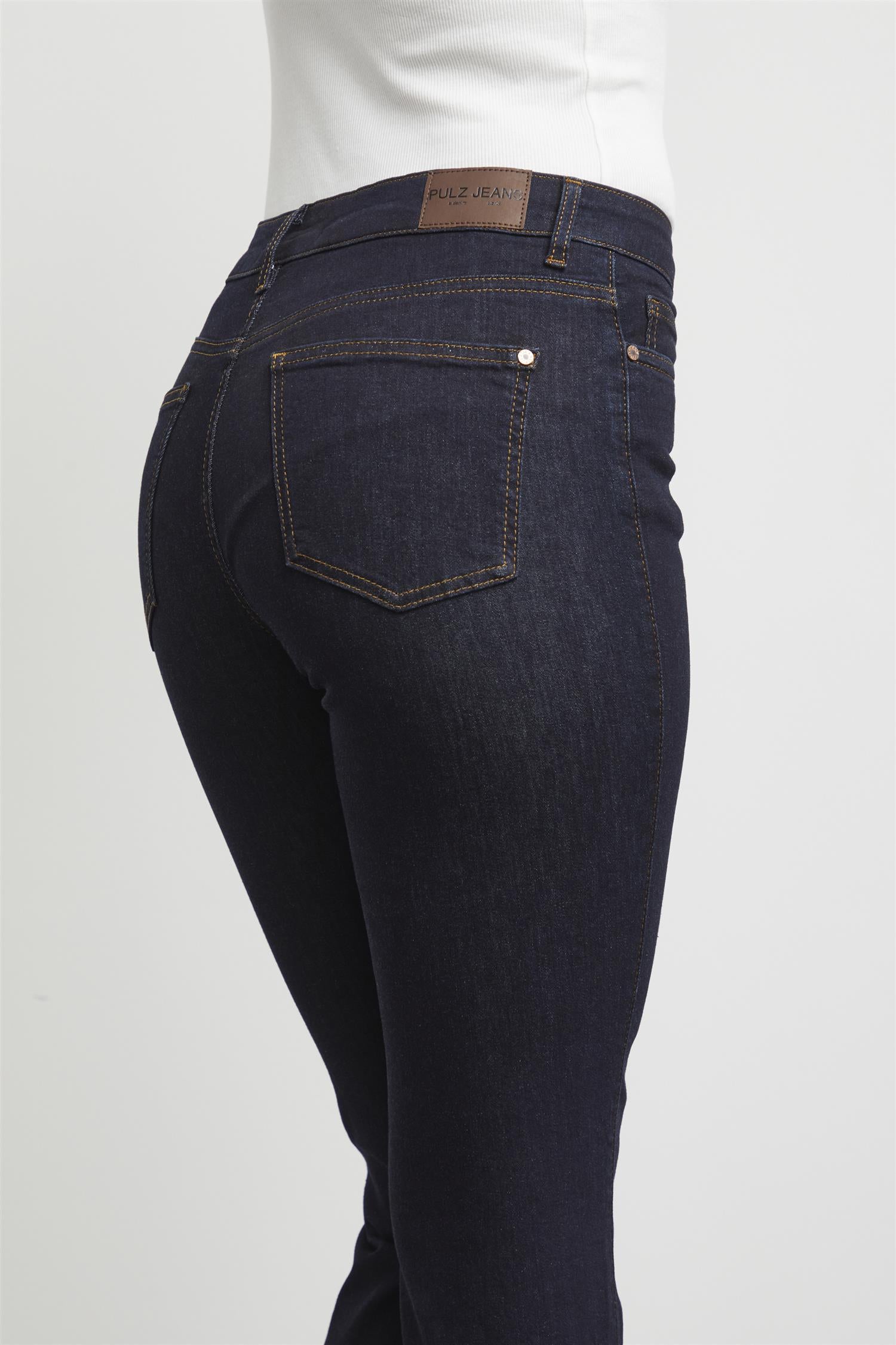 Pzemma Hw Jeans Medium Straight Leg Blå