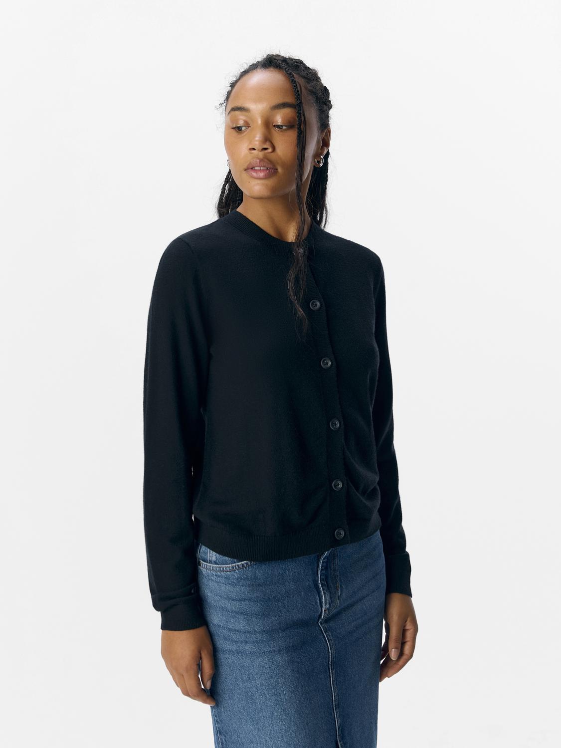 Objthess L/s Short Cardigan Noos Sort