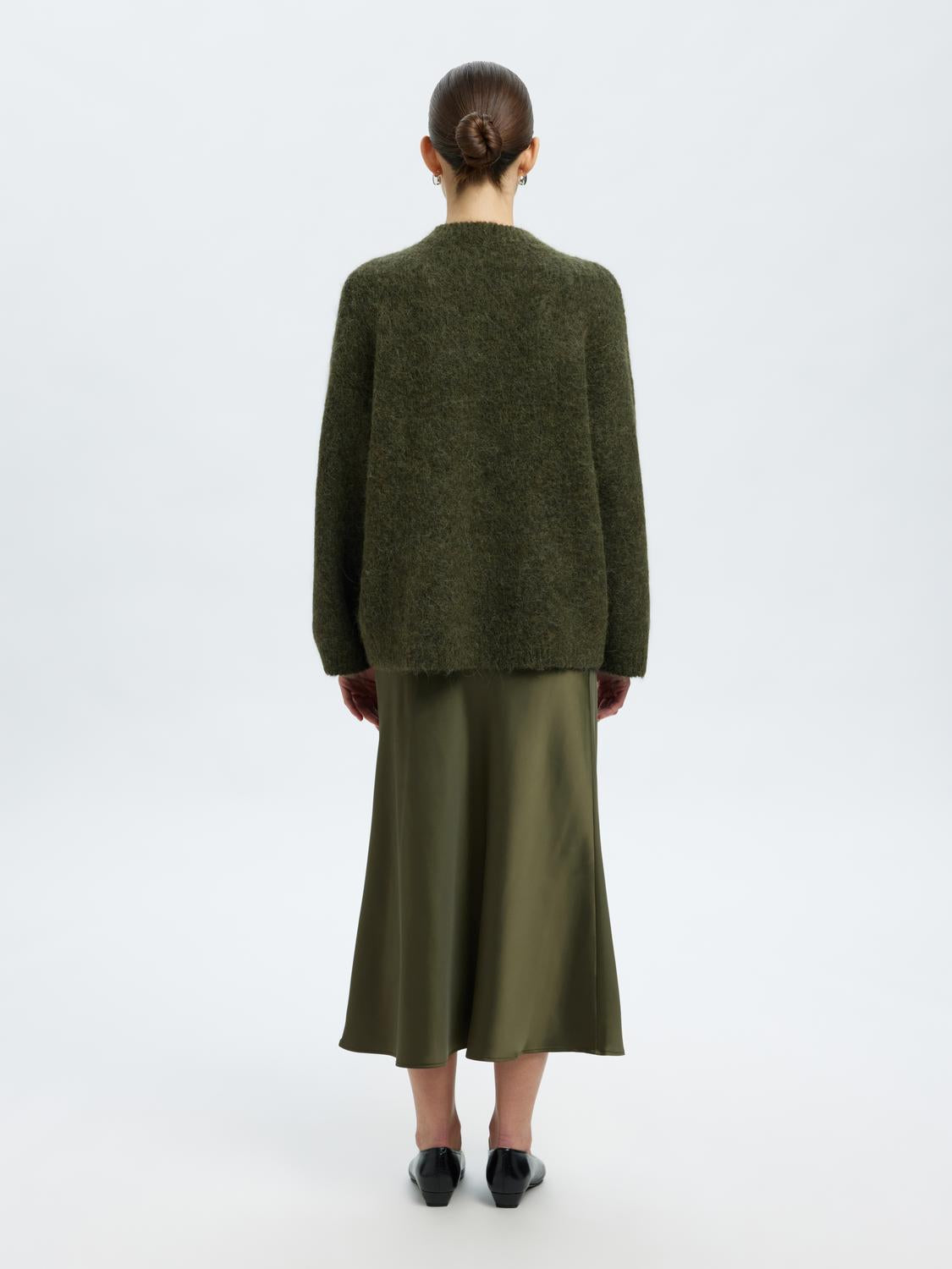 Slfgabriella Ls Knit New O-Neck Noos Mørkegrønn