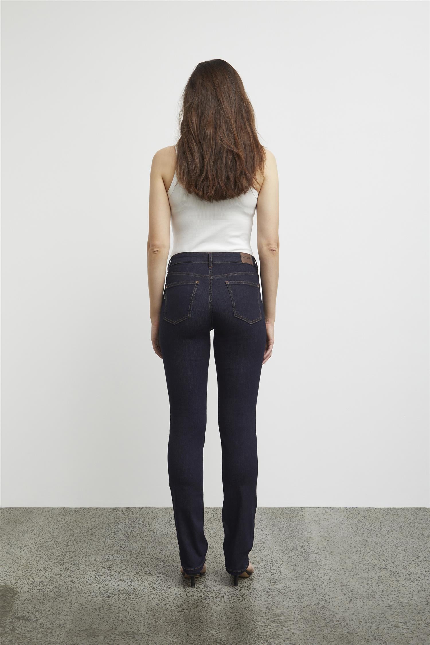 Pzemma Hw Jeans Medium Straight Leg Blå