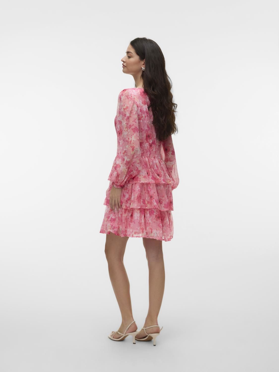 Vmsmilla Ls Short Layer Dress Wvn Rosa