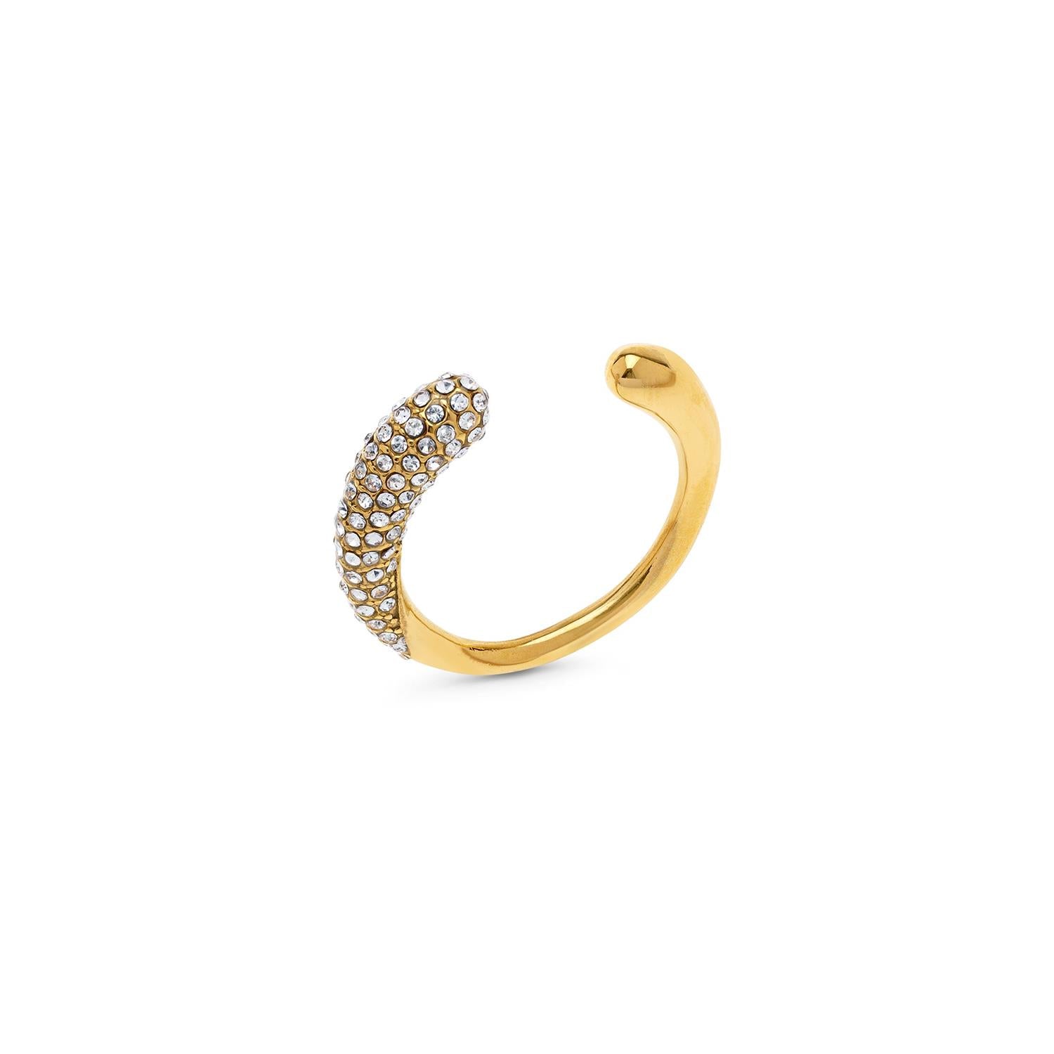 Tolouse - Open Crystal Ring Stainless Steel Gull