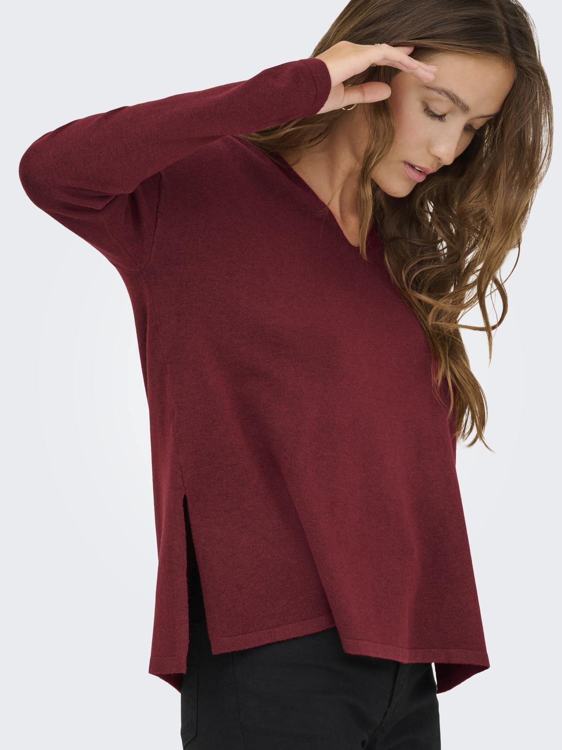 Onlamalio Life Ls V-Neck Knt Mørkelilla